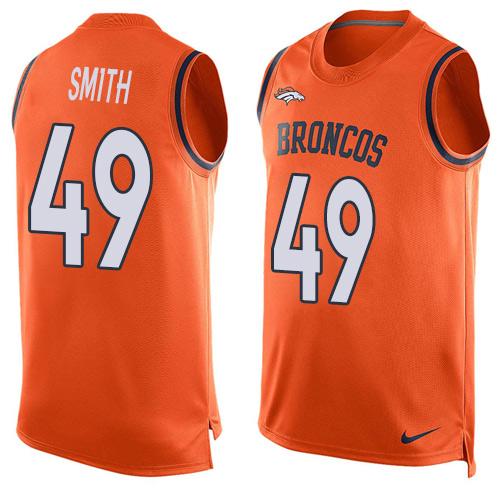 Nike Broncos #49 Dennis Smith Orange Team Color Men's Stitched NFL Limited Tank Top Jersey - Click Image to Close